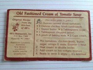 4B's old fashioned Cream of Tomato Soup recipe