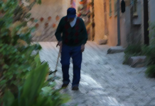 Old man with a cane Old man